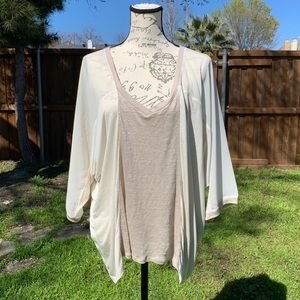 NWT Lane Collection dolman sleeve linen top cream size 18/20